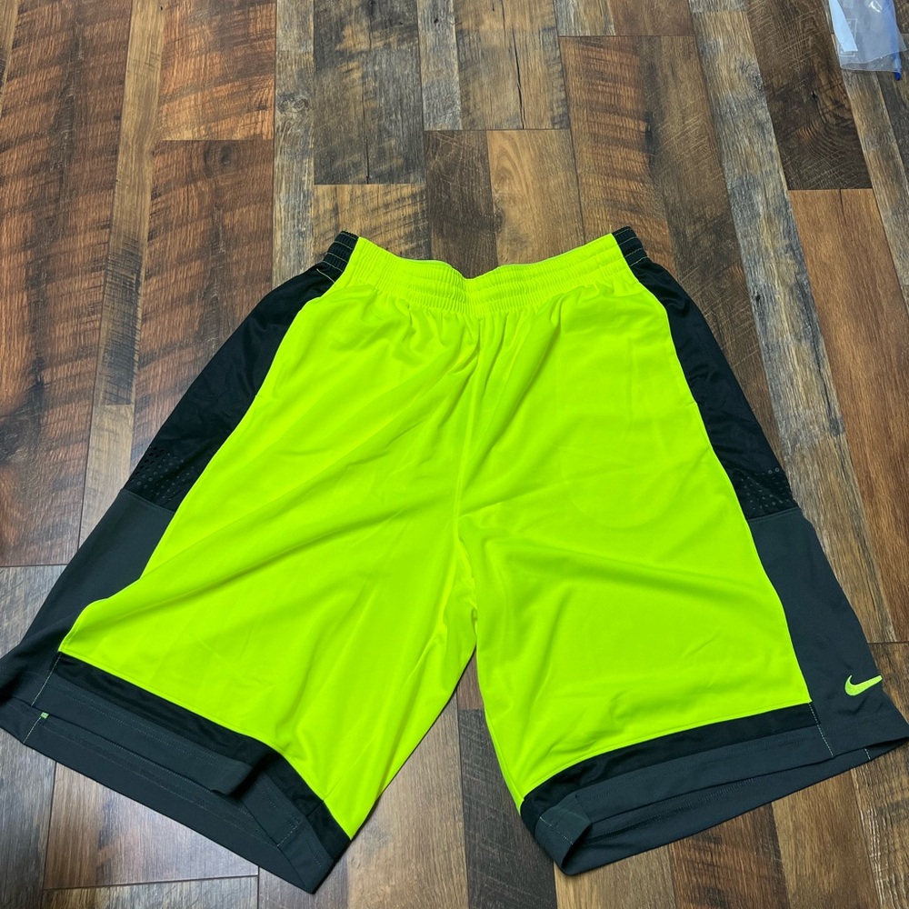 Nike Men's Bright Yellow and Black Athletic Shorts
